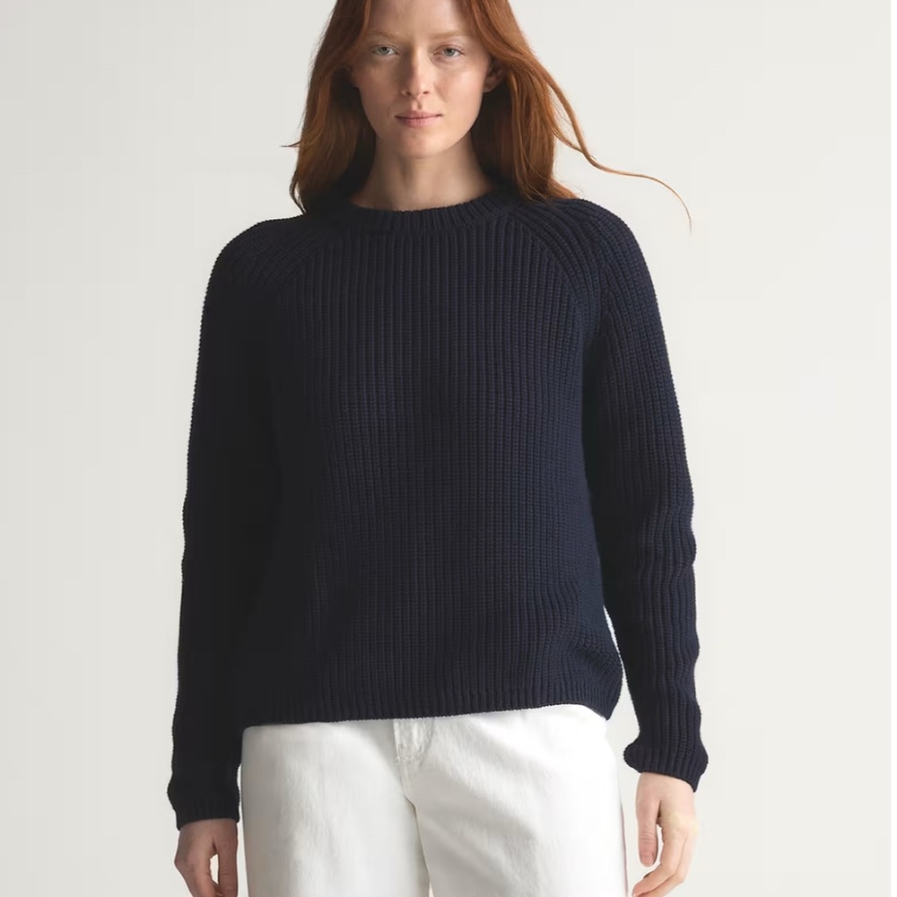 Quince 100% Organic Cotton Fisherman’s Navy Blue Women's Sweater